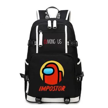 

Game Among Us Backpack Cosplay Canvas Bag Schoolbag Travel Capacity Mochila infantil
