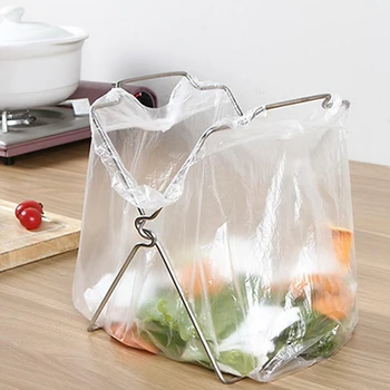 

2020 Creative Hanging Rack Storage Stainless Steel Garbage Bag Kitchen Rag Folding Garbage Plastic Bag Home Accessories