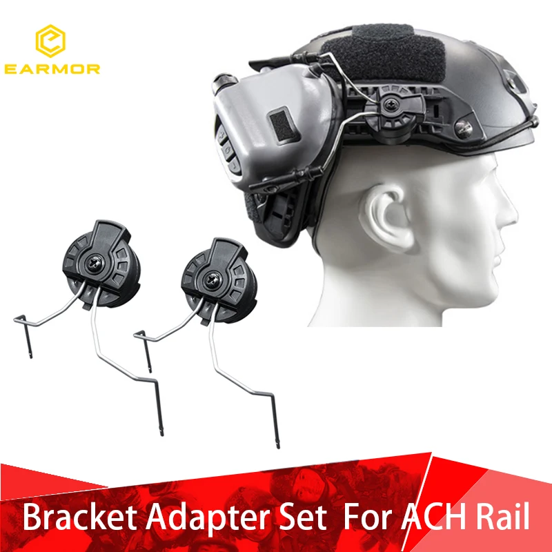 

OPSMAN EARMOR Tactical Headset Rail Adapter Set Earmuffs Boom Bracket For ACH Helmets Rail Softair Earphone Accessories Black