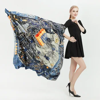 

130*130cm TOP Silk superior Chess abstract Scarves Women Foulard Square Hijab Scarf Ladies Shawl wrap muffler pareo female hijab