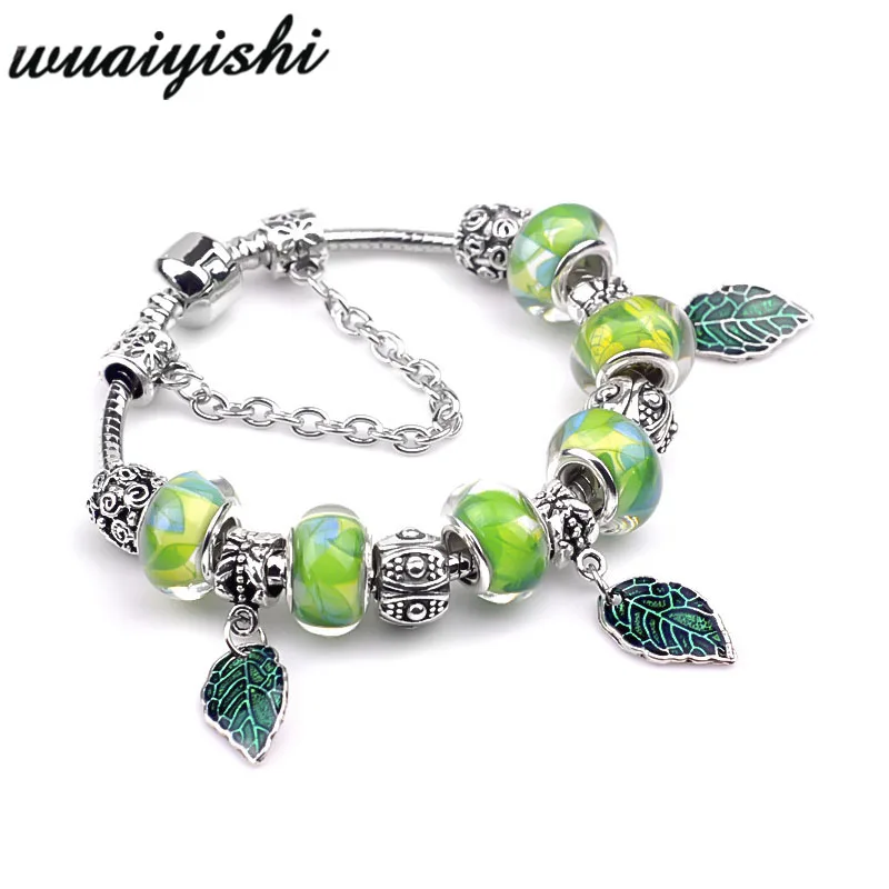 Женский браслет pulseras mujer с кристаллами и бусинами, очаровательные ювелирные изделия, серебряные DIY Браслеты, Женская повязка, регулируемая цепочка - Окраска металла: 87