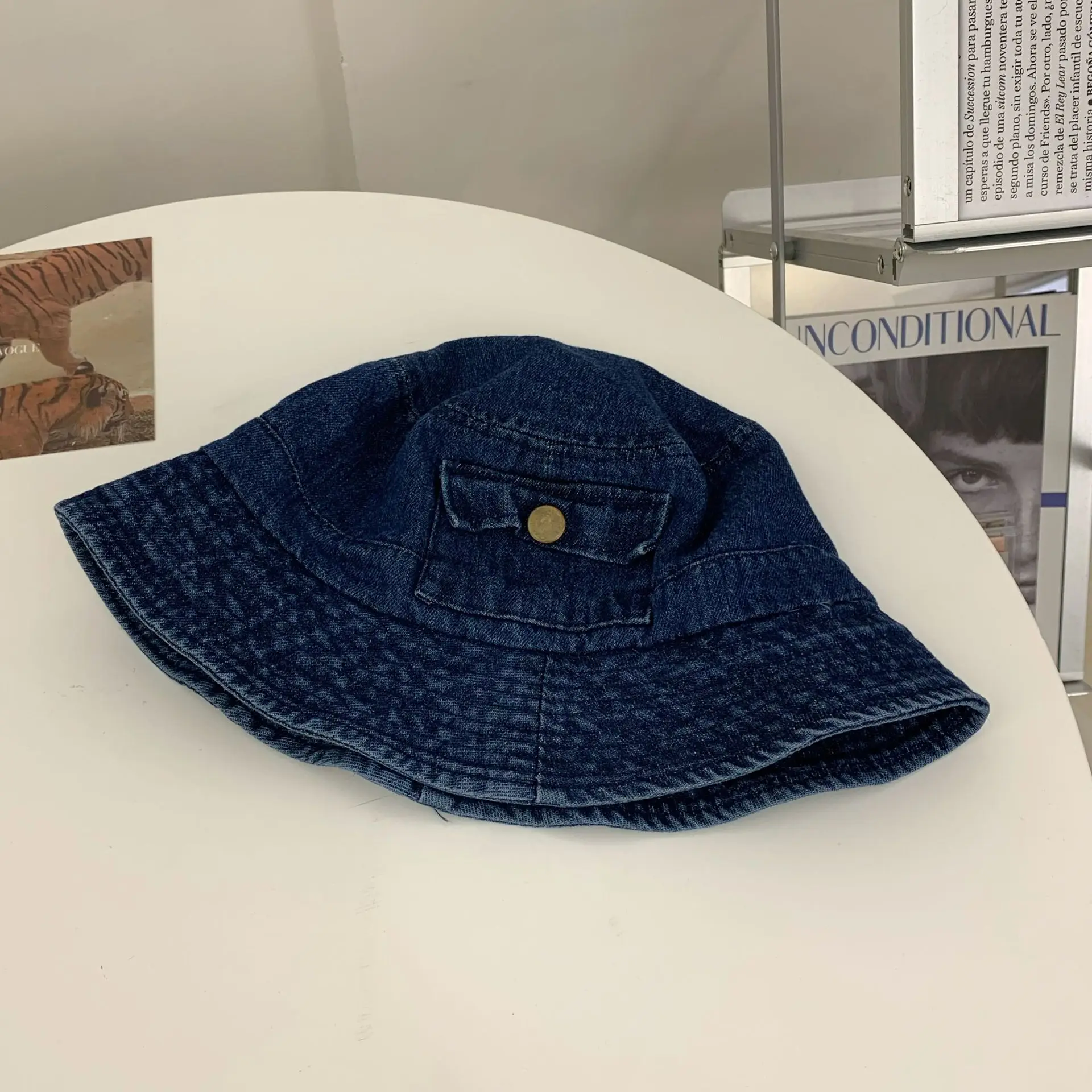 Womens Designer Denim Bucket Hat Men 