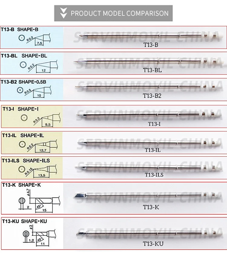 BAKON T13-iLS/BC2/D24/K/B/BL/J02 Lead-free Solder Welding Tips Heating Core Replacement for BAKON BK950D Solder Station stick welding cast iron