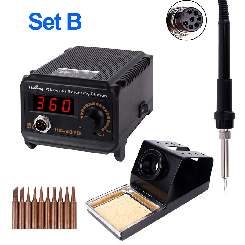 Set C Wanptek паяльная станция с светодиодный Экран 10 шт. паяльников Регулируемая Температура цифровой электрический промышленности сварочные инструменты - Цвет: Set C