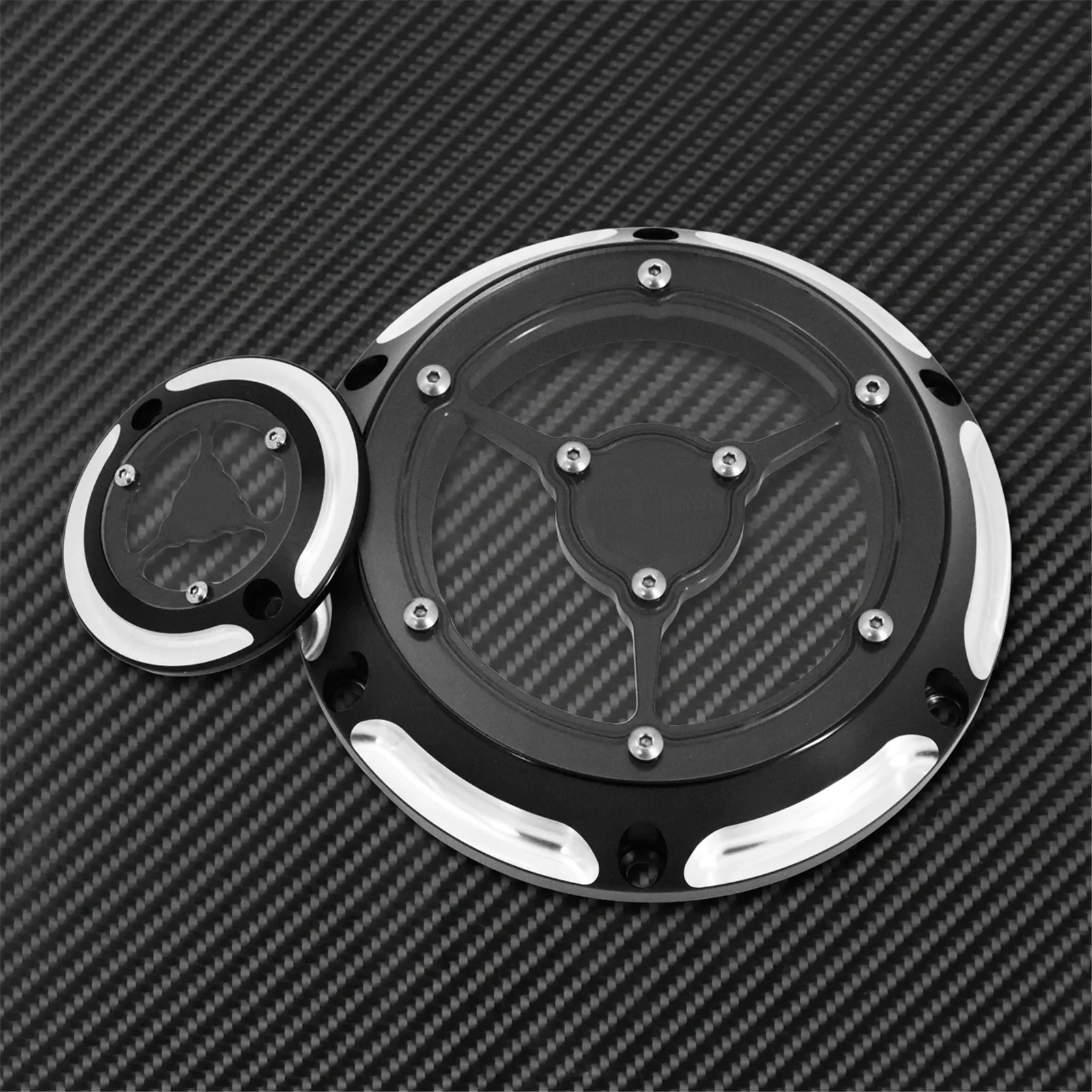 Black 6 Holes Clear Derby &Timing Timer Cover For Harley 48 72 Sportster XL 883