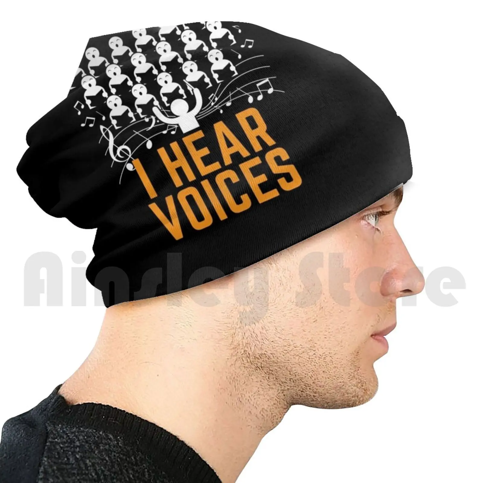 

I Hear Voices Choir Music Teacher Gift Beanie Hedging Cap DIY Print Cushion Musical Notes I Hear Voices Choir Choirmates