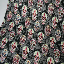 110 см ширина Цветочный Череп Призрак черная хлопчатобумажная ткань для девочек комплект постельного белья Hometextile занавес наволочка DIY-BK522