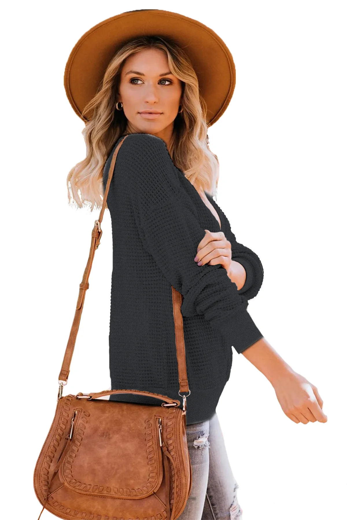 Spring and Autumn New Top Coat Hot Selling Cross V-neck Loose Sweater Women'sT-shirt Womens Sweaters Pullover 2020 New Style Spring and Autumn New Top Coat Hot Selling Cross V-neck Loose Sweater Women'sT-shirt Womens Sweaters Pullover 2020 New Style