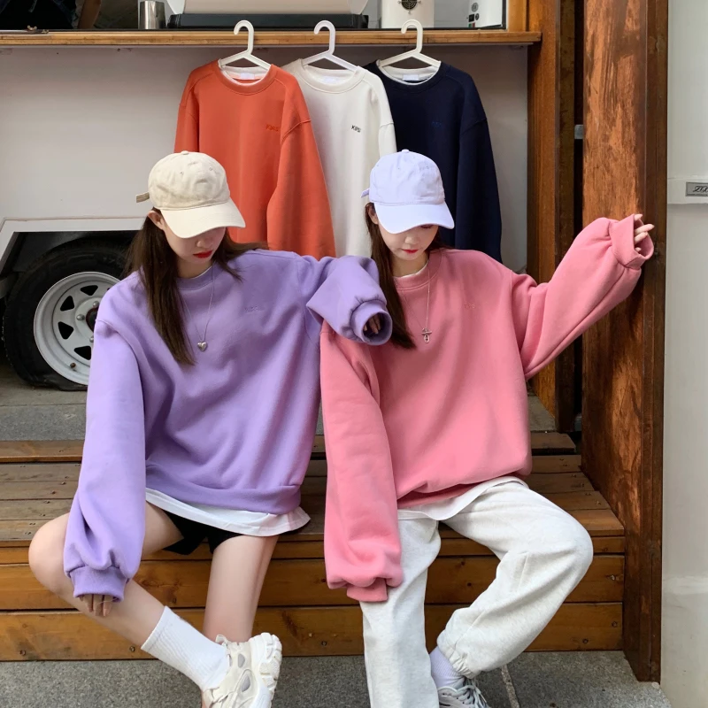 

2020 New Autumn And Winter Versatile Loose Pullover Plush Hoodie Fake Two Women