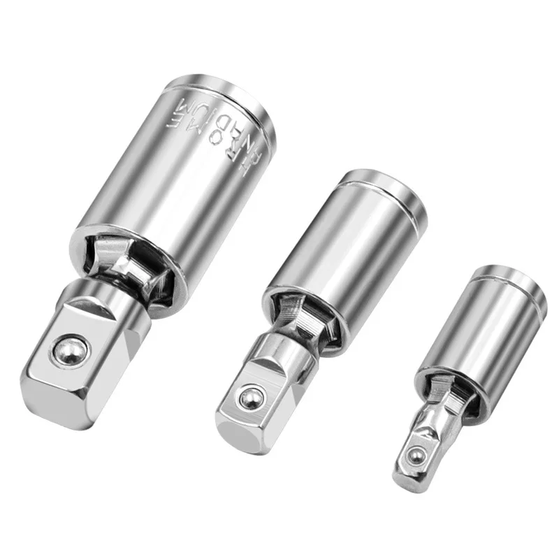 1/4" 3/8" 1/2" Universal Joint Set 360 Deg Rotary Head Ratchet Angle Extension Bar Socket Adapter