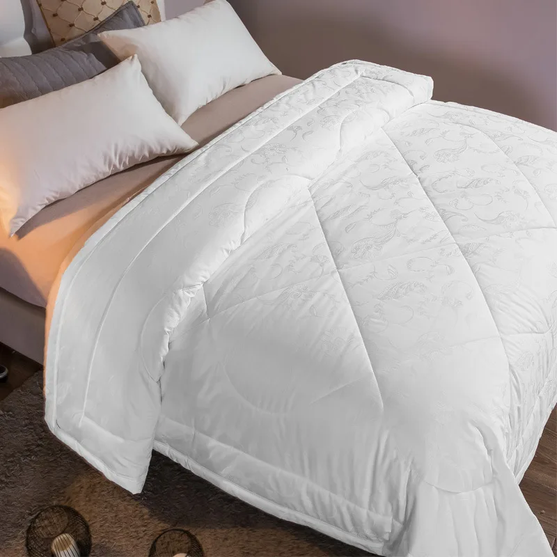 Роскошный кашемир одеяло размер Queen одеяло со вставкой; все сезоны; однотонная белая гипоаллергенные хлопок жаккард оболочки со вкладкой