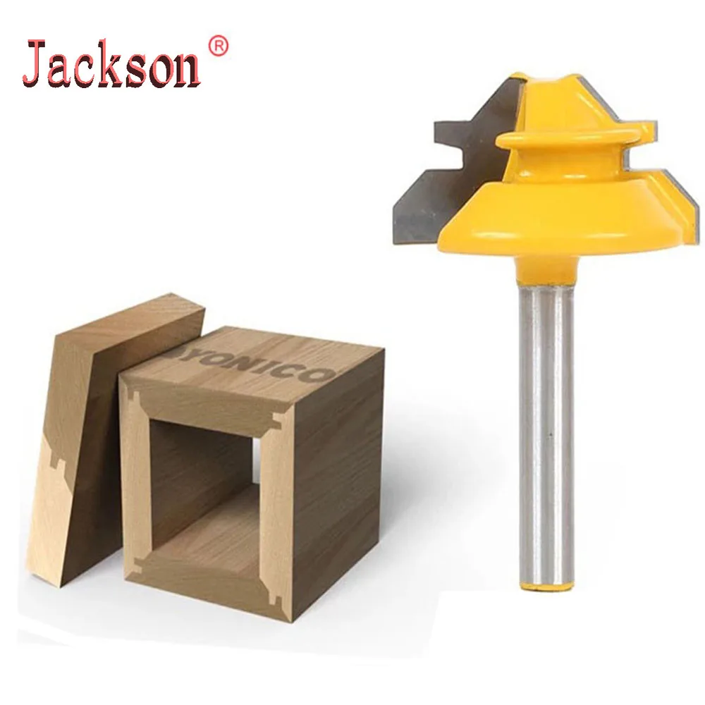 

New 1PC Small Lock Miter Router Bit Anti-kickback 45 Degree 1/2 Inch Stock 1/4 Inch Shank Tenon Cutter for WoodworkingTools