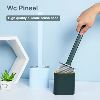 

Hot Silicone toilet brush Ершик настенный Handle Bristled Cleaning Brush No Dead Angle Decontamination Toilet Floor-standing