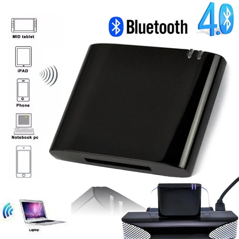 

Wireless Stereo Bluetooth 4.1 Music Receiver Audio Adapter for iPhone iPod 30 Pin Dock Speaker