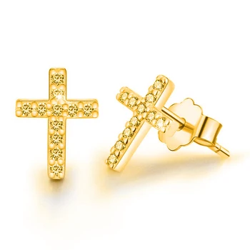 

Genuine 100% 925 Sterling Silver Jewelry Mini Transparent Zircon cross stud Earring Small Stud Earrings for Women Femme A30
