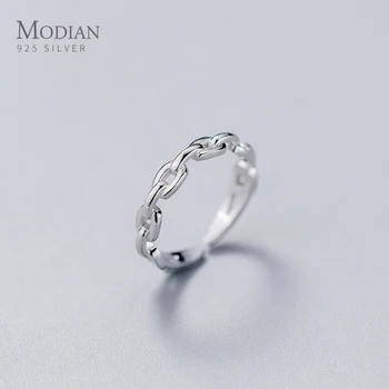 

Modian Hollow Out Chain Open Adjustable Finger Ring for Women Fashion 925 Sterling Silver Simple Ring Fine Jewelry 2020 New
