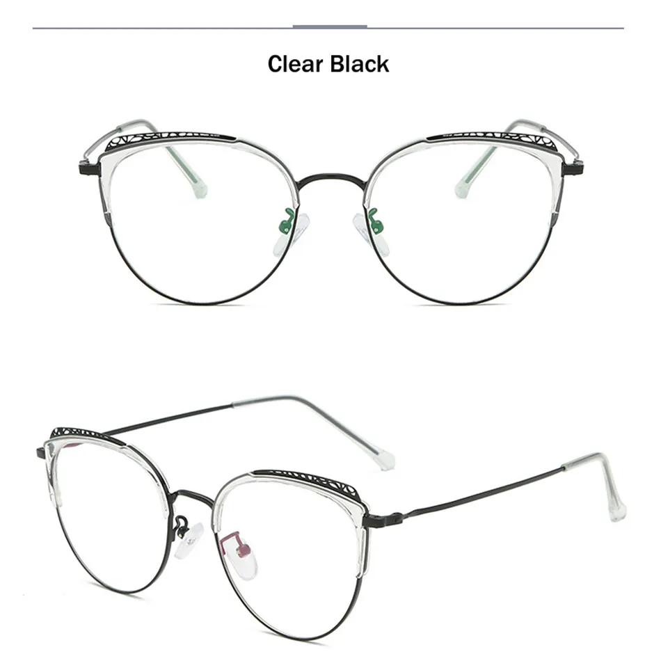 Elbru Retro TR90 Car Eye Frame Glasses Women Myopia Optical Frame Cat Ear Simple Metal Eyeglasses Fashion Lady Eyewear Frames