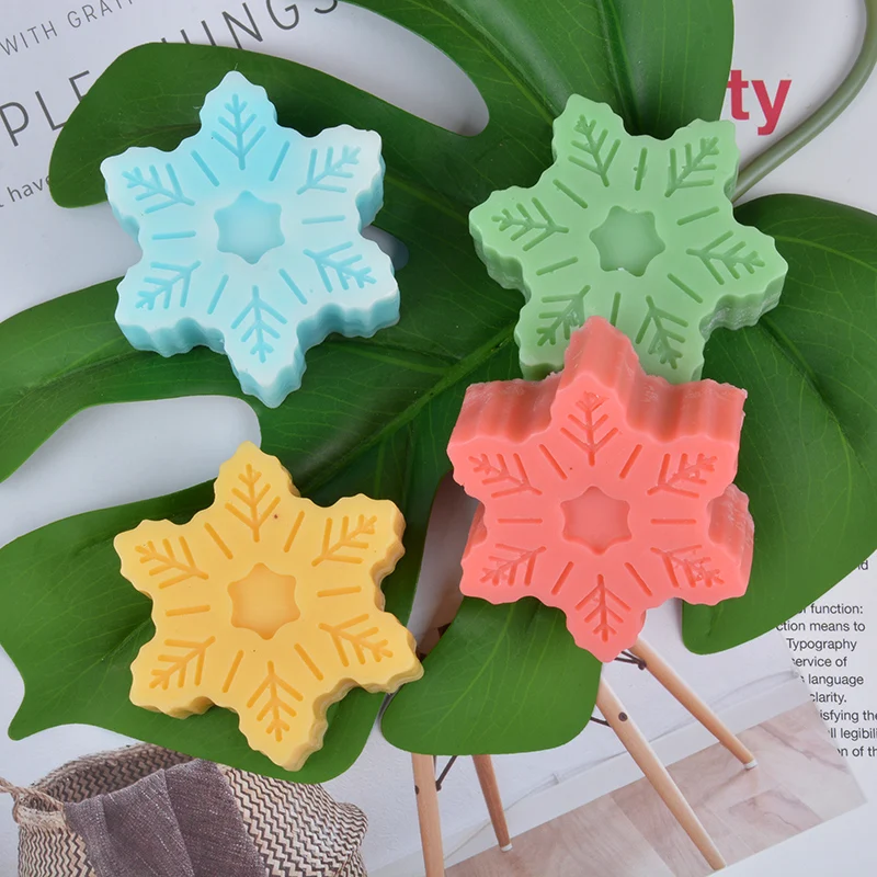 

6 Forms Silicone Soap Mold 3d Snowflake Soap Mould For Soap Making Safe Handmade Craft Flowers Bathroom Kitchen Soap Molds
