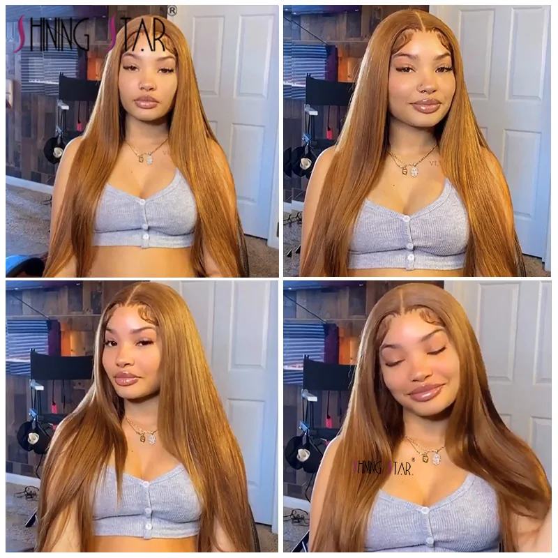 Human Hair Wigs Ginger Lace Front Wig Brazilian Honey Blonde Lace Front Human Hair Wigs For Women Bone Straight Ginger Wig Remy