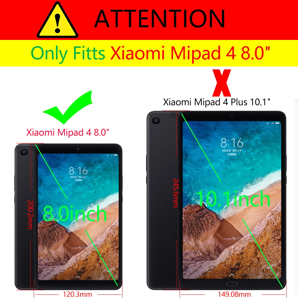 Смарт принципиально крышка чехол для xiaomi mi pad 4, 8. 0 дюймов планшетный ПК из искусственной кожи с откидной крышкой mi PAD 4, " Wi-Fi модем LTE 32 GB/64 GB