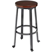 2 шт. барный стул из твердой древесины круглое сиденье в стиле лофт мебельная стойка минималистичный барный стул 4 металлические ножки барный стул 30 дюймов