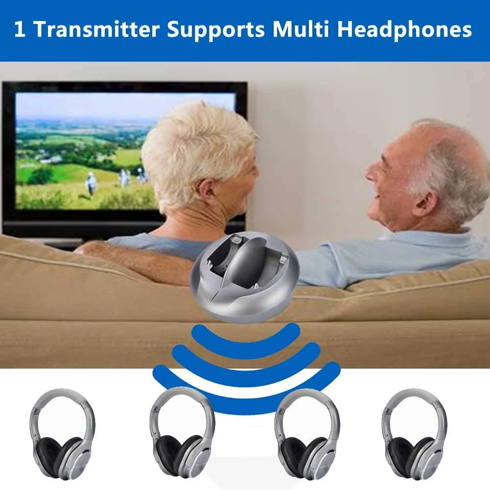 Zanchie Wireless Headphones for TV Watching with RF Transmitter 330ft Range Digital OPTICAL RCA AUX 10Hrs Battery No Audio Delay