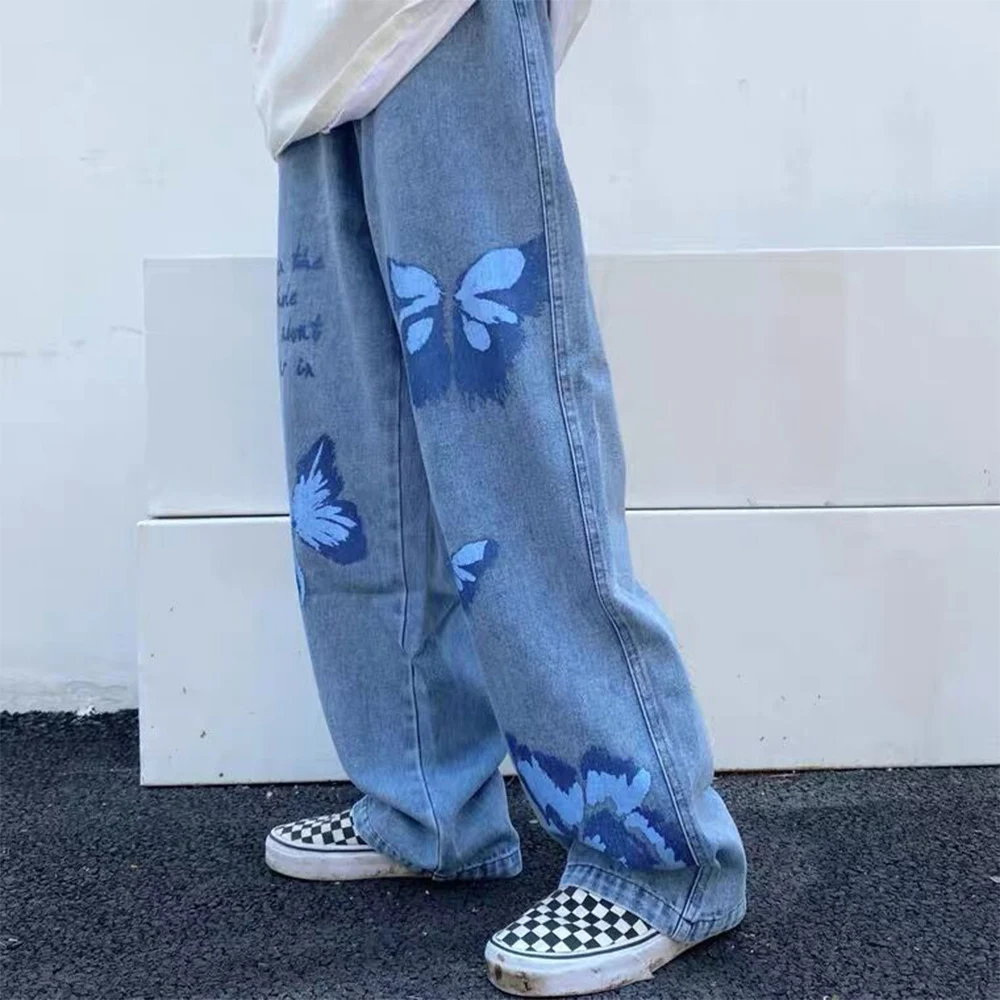 Lacible Hip Hop Washed Jeans Pants Men Streetwear Butterfly Chain Baggy  Pants Loose 2020 Harajuku Oversize Joggers Men Trousers - Casual Pants -  AliExpress