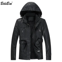 BOLUBAO, Мужская Новая зимняя кожаная куртка, Мужская, толстая, ПУ, теплая, на молнии, приталенная, мужская, флис, с капюшоном, кожаные куртки, украшение с карманом