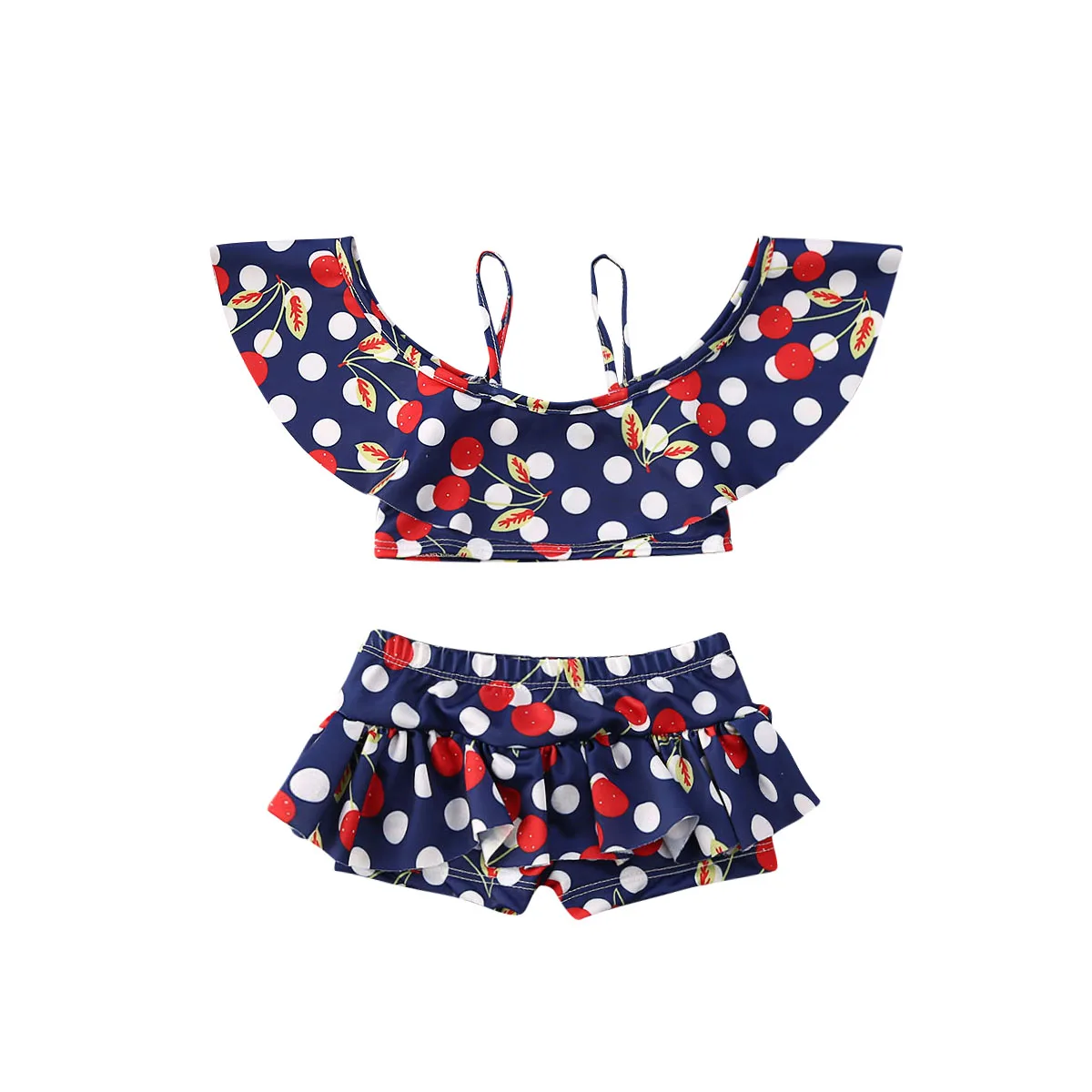 2020 Two-Pieces Bikini Set Infant Kid Baby Girl Swimwear Swimsuit Colorful Dot Print Blue Bathing Suit Swimming Beachwear 0-4Y |