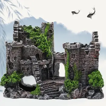 

GloryStar Resin Artificial Ancient Castle Decoration Aquarium Rock Cave Building Landscaping Ornament