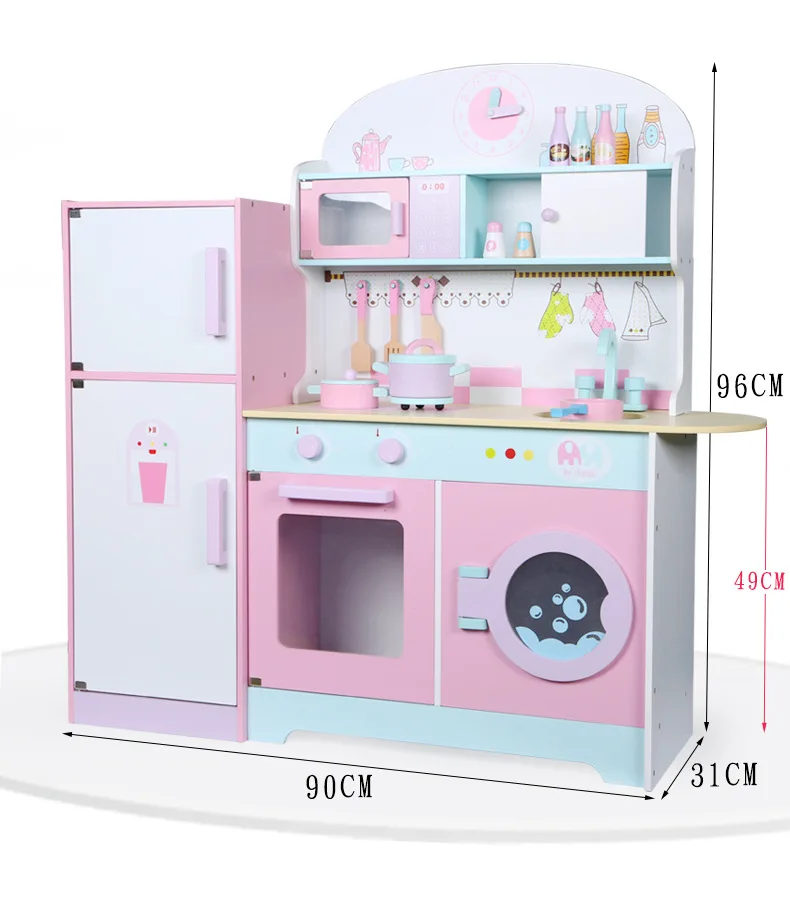 Детская Просвечивающая Деревянная Кухня Холодильник детский сад Раннее детство родитель-ребенок домашние игрушки Кук Веселая игра