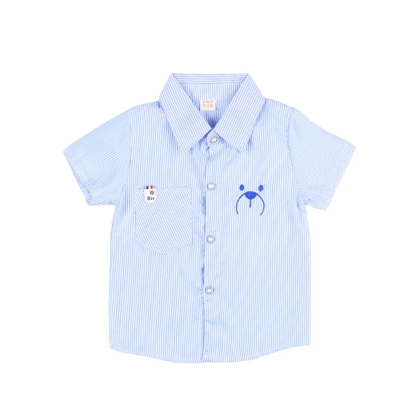 

Summer Boy Shirt 2-7Y kids Cotton Short Sleeve Lapel Striped Shirt Kids Clothes free shipping