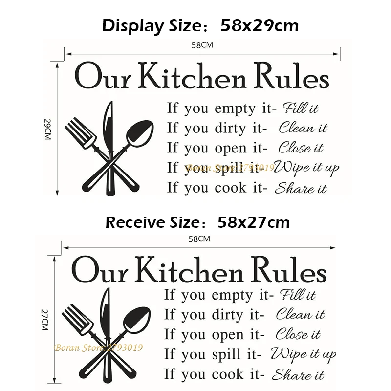 Kitchen Wall Stickers Vinyl Wall Decals for Kitchen English Quote Home Decor Art Decorative Stickers PVC Dining Room For Bar PVC