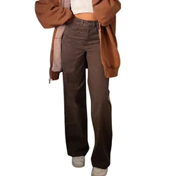Primavera outono feminino casual reta perna jeans cor sólida calças de cintura alta close fitting calças