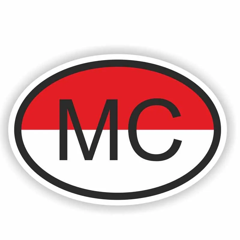 

12.5CM*8.3CM Funny MC MONACO Country Code Reflective Creative Car Sticker Decal 6-0201