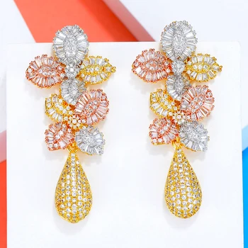 

missvikki Luxury Paved Full Cubic Zirconia Noble Waterdrop Pendant Earrings Fashion Jewelry For Women Bridal Wedding Accessories