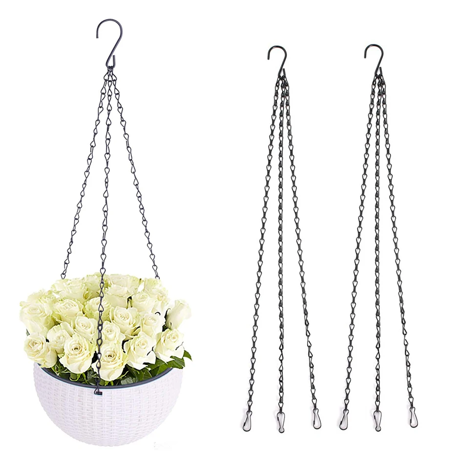 3 Points Garden Plant Hanger 50cm Black Hanging Chain Flowerpot Iron Sling for Bird Feeder Planters Lantgerns and Ornament |