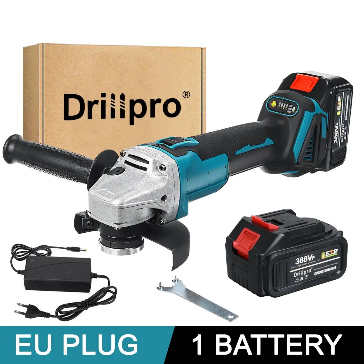 Drillpro 125MM Brushless Electric Angle Grinder 4 Speed Cutting Machine Power Tool +Lithium-Ion Battery For Makita 18V Battery best pressure washer for home use Power Tools