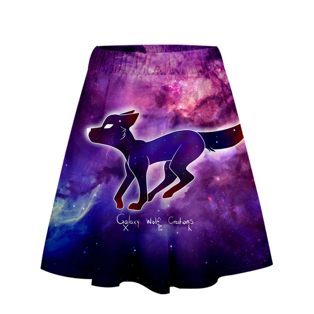 Kawaii Galaxy Wolf юбка Харадзюку Повседневный стиль Харадзюку поп юбка новая сексуальная Kpops женские повседневные юбки волк уличная одежда