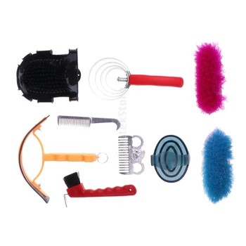 

9pcs Equestrian Horse Grooming Kit Brush Comb Currycomb with Storage Bag 260 x 220 x 70mm