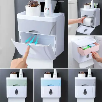 

Toilet Paper Holder Kitchen Tissue Box Bathroom Wall Mounted Storage Boxes Organiser