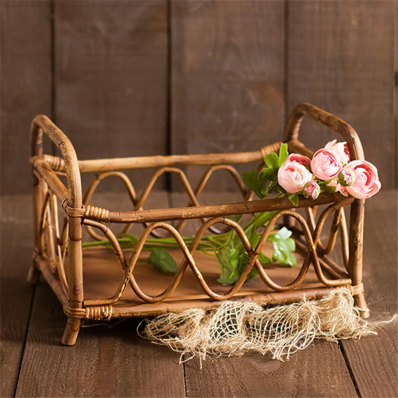 Fotografie Baby Props Boy Handmade Vintage Rattan Frame Baby Photo Shoot Newborn Bed Chair Props Newborn Photography Accessories