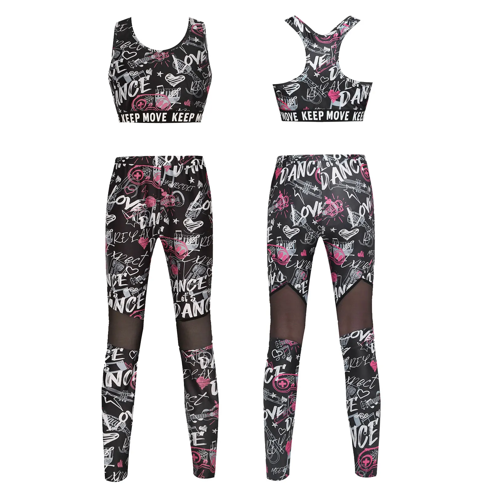 Tenue de Sport pour enfants, survêtement d'entraînement, sans manches,  imprimé Camouflage, dos de course, soutien-gorge court avec Leggings,  ensemble pantalon - AliExpress