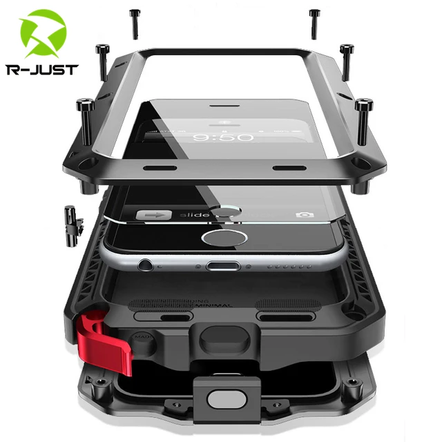 Funda protectora de aluminio para iPhone, carcasa de Metal resistente a prueba de golpes para modelos 13, 11, 12 mini Pro, XS MAX, SE, XR, X, 6, 6S, 7 y 8 Plus 1