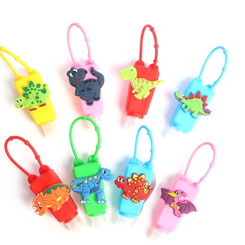 Soporte de Gel desinfectante de manos para niños, soporte portátil de silicona de dinosaurio, dispensador de jabón desechable sin necesidad de limpiar