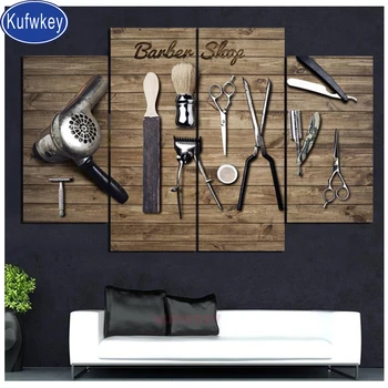 

4 Pieces Barber Shops and Tools diy diamond Embroidery sale full square resin Crystal diamond painting mosaic kit drill,wall art