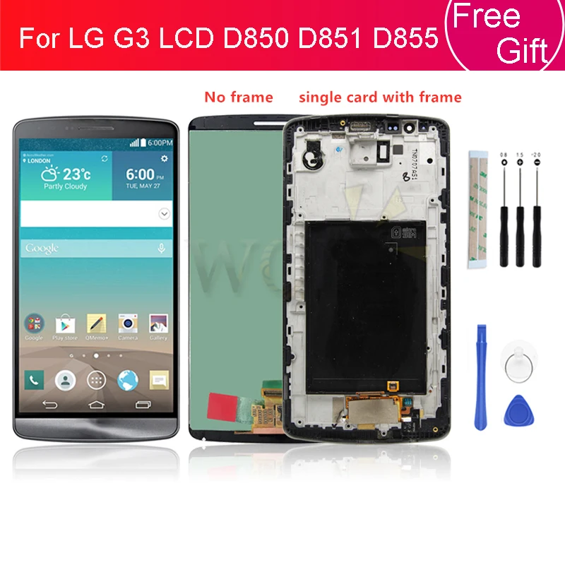 ЖК-дисплей для LG G3 LCD D850 D851 D855 кодирующий преобразователь сенсорного экрана в