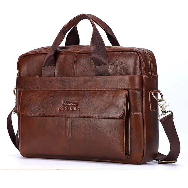 Men Genuine Leather Handbags Casual Leather Laptop Bags Male Business Travel Messenger Bags Men's Crossbody Shoulder Bag Brown 28