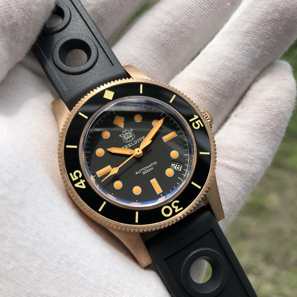 Steeldive Bronze Watch SD1952S 30ATM Водостойкая керамическая рамка NH35 Бронзовые часы для