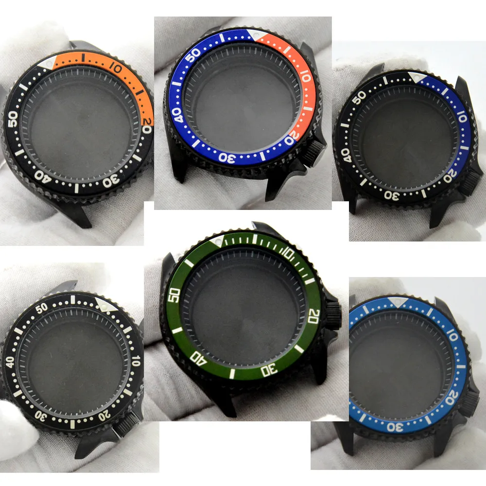 

6 Colors Optional 42MM 22mm Width Strap Stainless Steel Black Plated Watch Case Replacement For Seiko (SII) NH35A/36A Movement